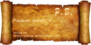 Paskes Donát névjegykártya